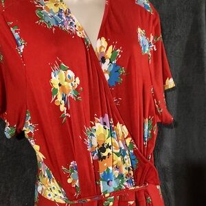 Lauren by Ralph Lauren Red Floral Wrap Dress